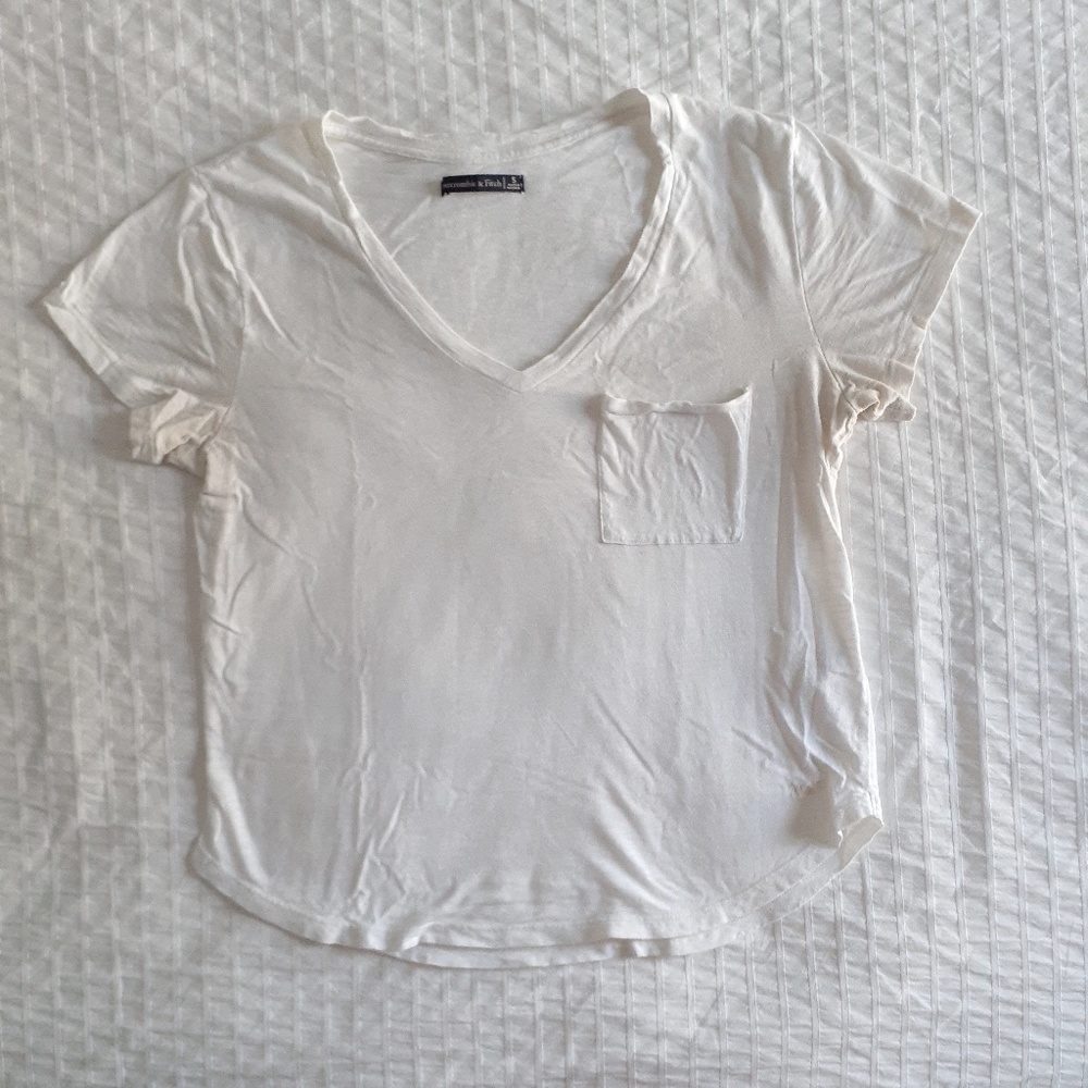 White Abercrombie V-neck